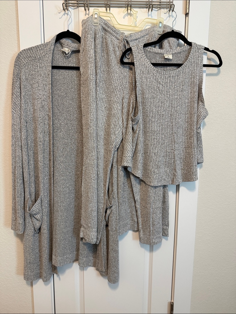 Soma Cozy Gray Ribbed Women's PJ Sweater Set
